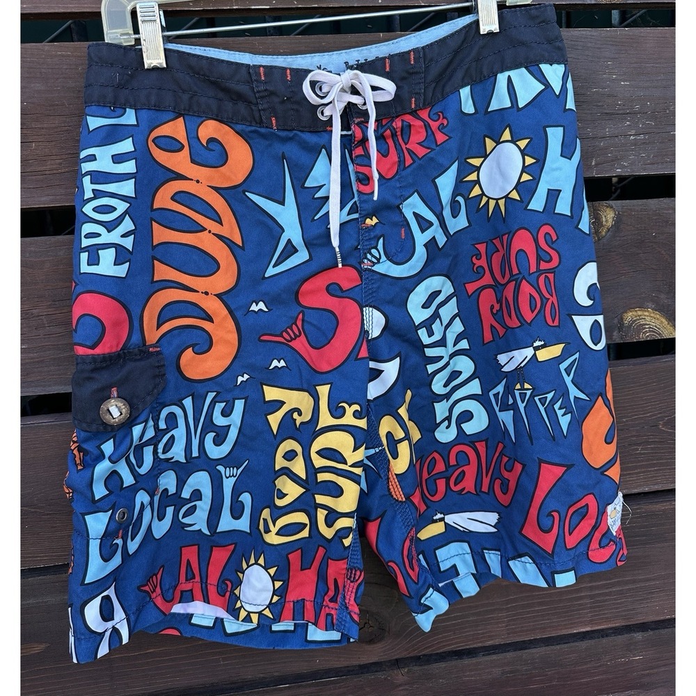 Vtg Y2K Billabong Andy Davis Surfer Body Surf Stocked Boardshorts Size 33